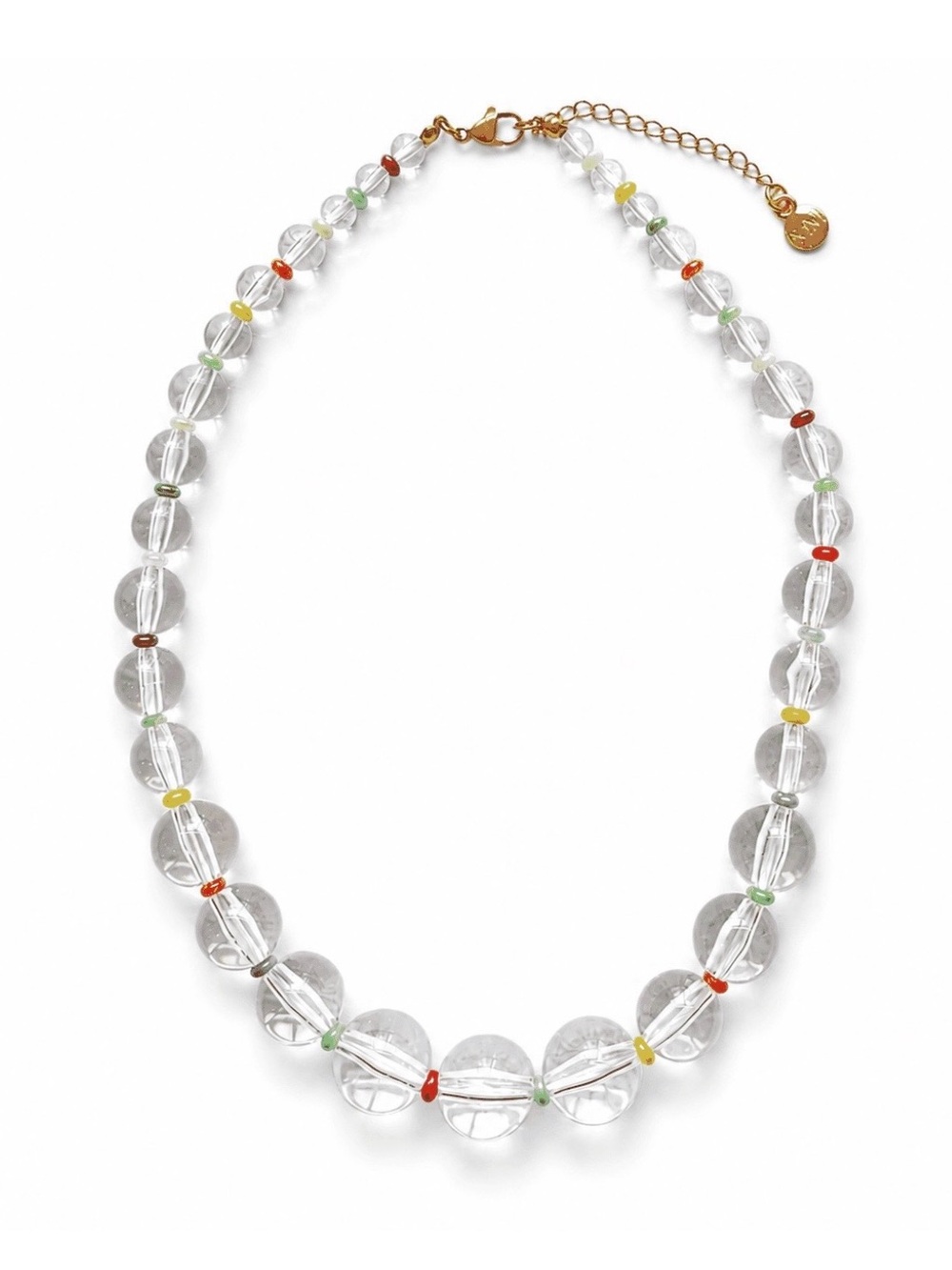 Clear Bead Necklace with Rainbow Accent Beads by Mayamar